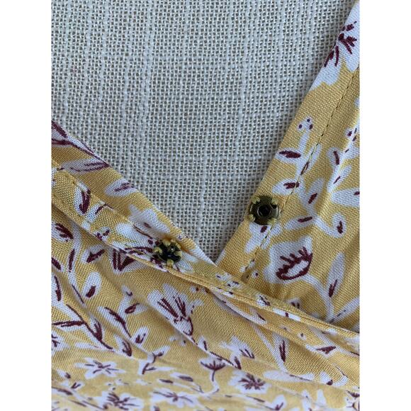 Roxy Floral Short Sleeve Wrap Mini Dress Womens Small Yellow New - Picture 4 of 12